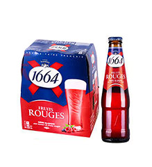 进口1664红果树莓啤酒250ml*24瓶/件