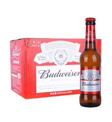 百威啤酒Budweiser国产玻璃瓶330ml*24瓶/件